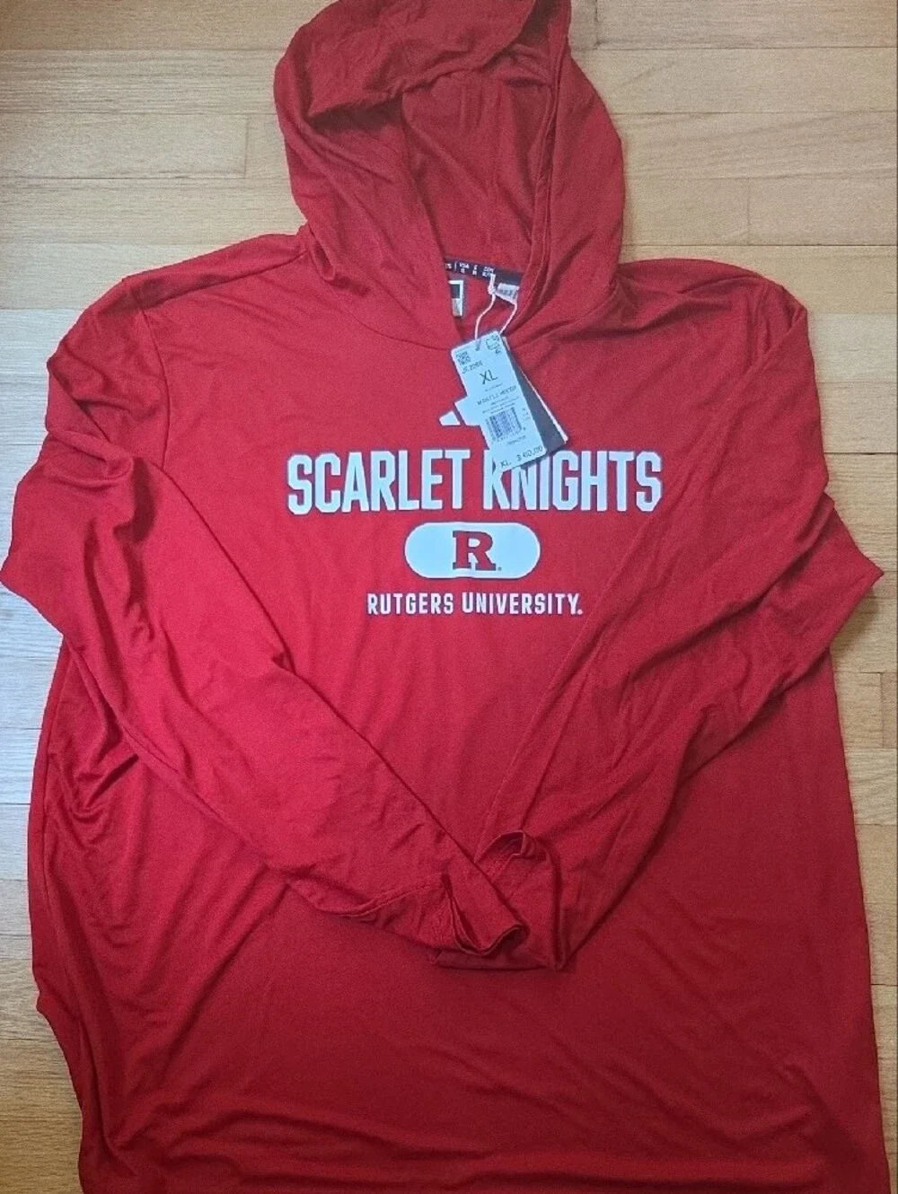 NWT Rutgers University Scarlet Knights Lightweight Hoodie T-Shirt Red Men's XL